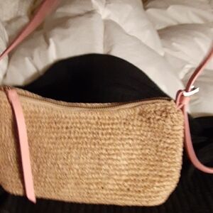 NWOT & Other Stories Tan and Pink Mini  Straw Leather Bag